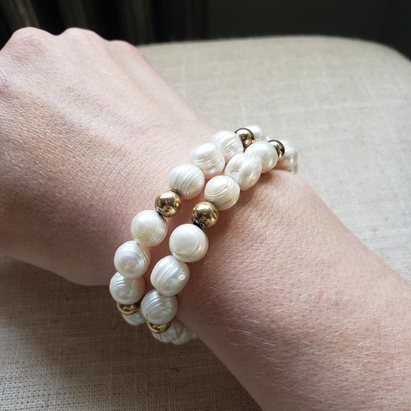 Vintage Freshwater Pearl and 14k Gold Bracelet - Picture 1 of 9